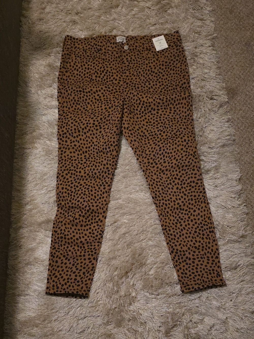 J. Crew Tan and Black Leopard-Print Jeans